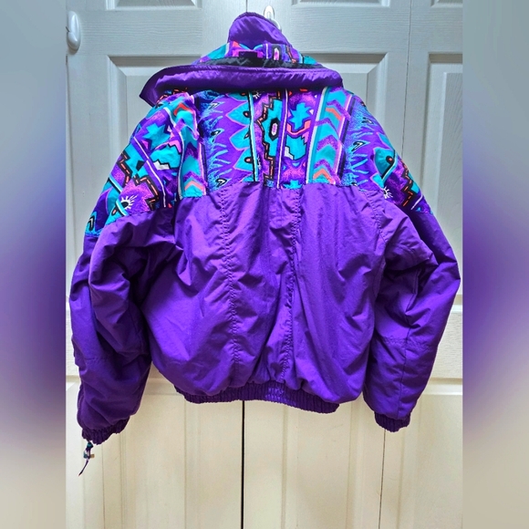 Vtg St John's Bay Women's Purple Wind Breaker Ski  Jacket Tribal Medium 80s-90s - Picture 8 of 14